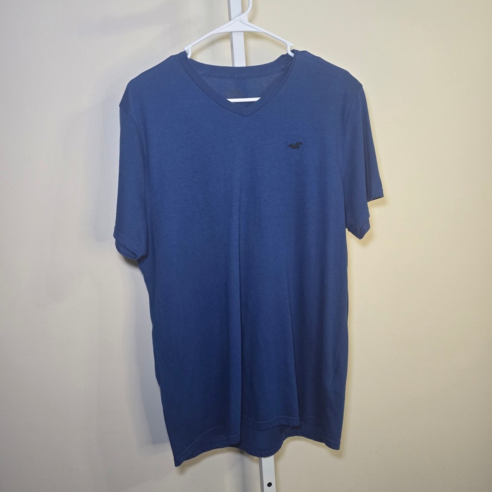 Hollister Mens V Neck T Shirt Tee Top Casual Blue Short Sleeve sz L